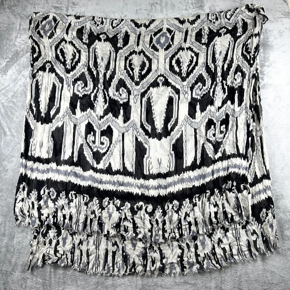 Bindya New York Scarf / Shawl / Wrap  Floral Black Raw Hem GORGEOUS India